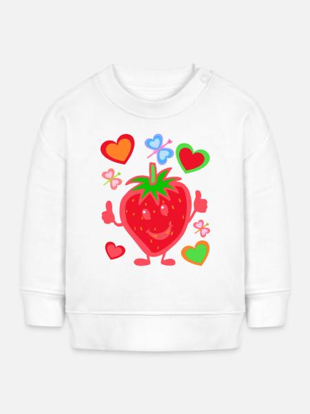 Erdbeere Erdbeer Kinder Kind Sommerzeit - Baby Organic Sweatshirt Baby Changer von Stanley/Stella - Weiß