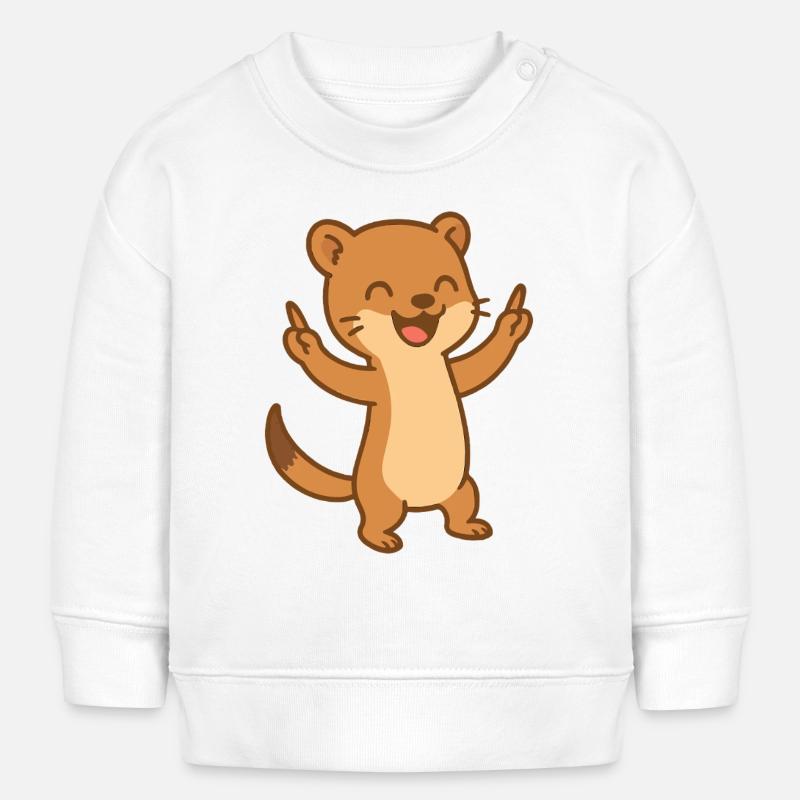 Happy Weasel Bébé Dessin Animé - Sweat bébé bio Stanley/Stella - blanc