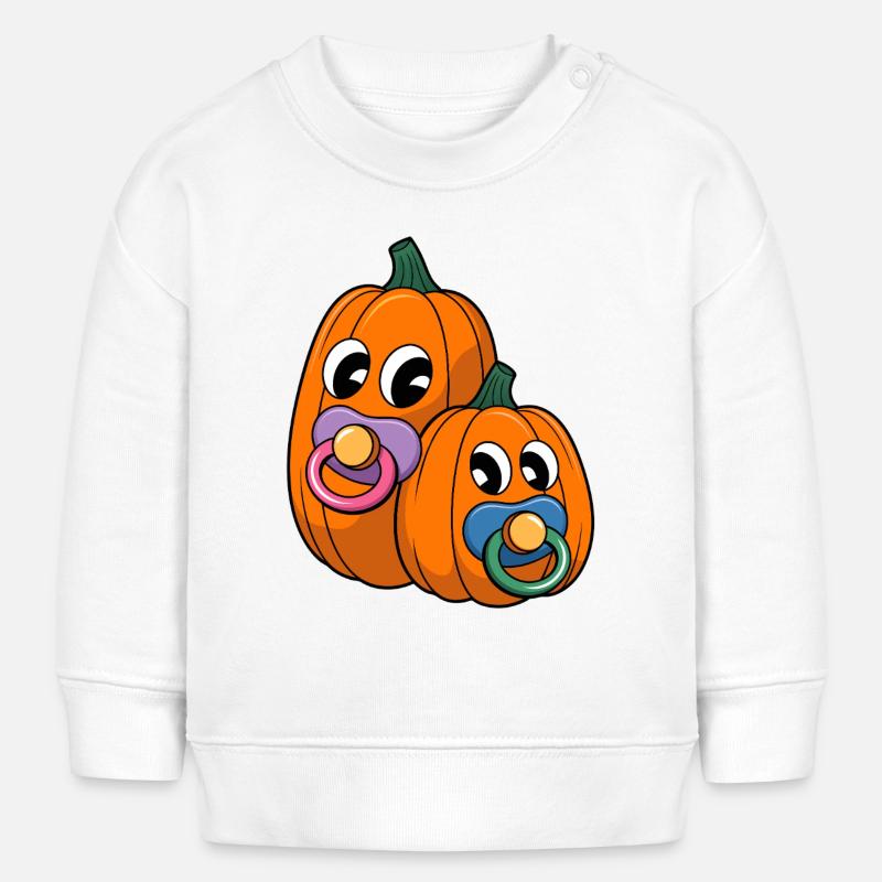 Couple citrouille avec sucette - Sweat bébé bio Stanley/Stella - blanc