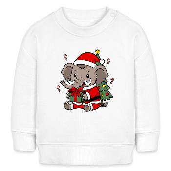 Süßes Kawaii-Mammut-Weihnachtsbaumgeschenk - Baby Organic Sweatshirt Baby Changer von Stanley/Stella - Weiß - Vorne
