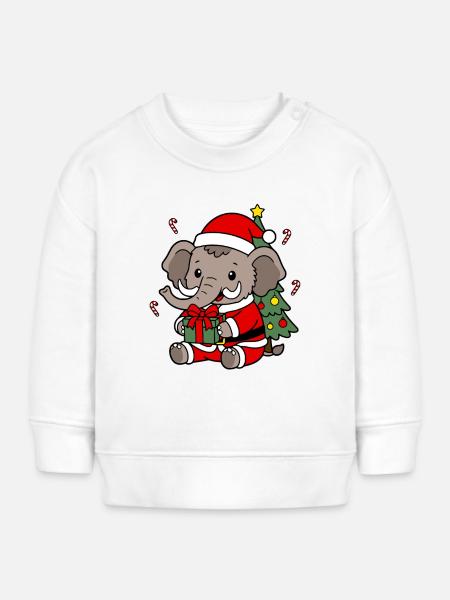 Süßes Kawaii-Mammut-Weihnachtsbaumgeschenk - Baby Organic Sweatshirt Baby Changer von Stanley/Stella - Weiß