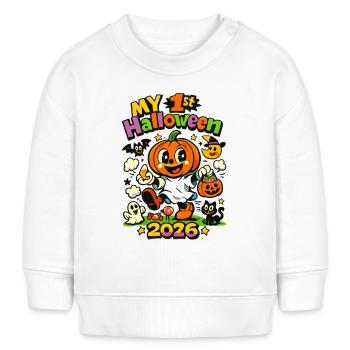 Mein Erstes Halloween 2026 Kürbis - Baby Organic Sweatshirt Baby Changer von Stanley/Stella - Weiß - Vorne