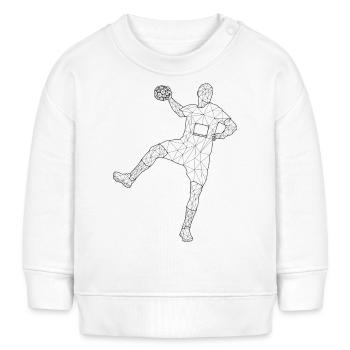 Handballer im Schuss ,schwarzes Design - Baby Organic Sweatshirt Baby Changer von Stanley/Stella - Weiß - Vorne