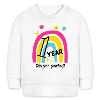 1 year, diaper party - Baby Sweatshirt by Stanley/Stella - white - Front