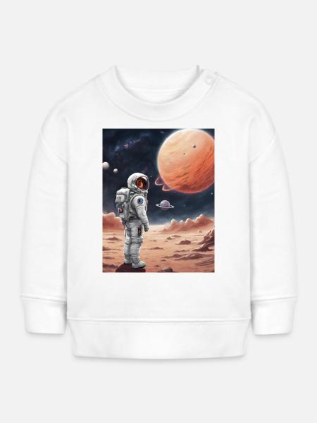 Weltraum Astronaut - Baby Organic Sweatshirt Baby Changer von Stanley/Stella - Weiß