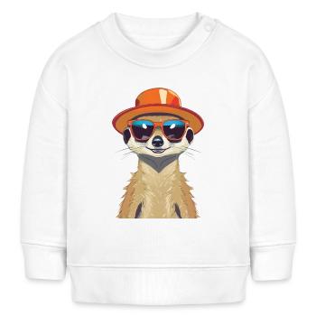 Erdmännchen mit Sonnenbrille und Sonnenhut - Baby Organic Sweatshirt Baby Changer von Stanley/Stella - Weiß - Vorne
