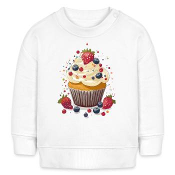 Cupcake oder Muffin mit Creme und Beeren - Baby Organic Sweatshirt Baby Changer von Stanley/Stella - Weiß - Vorne
