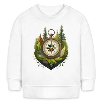 Mit dem Kompass ins Abenteuer - Baby Organic Sweatshirt Baby Changer von Stanley/Stella - Weiß - Vorne