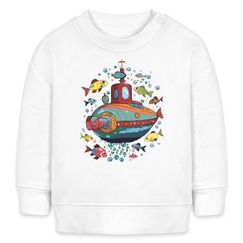 Sous-marin et poisson - Sweat bébé bio Stanley/Stella - blanc - Devant