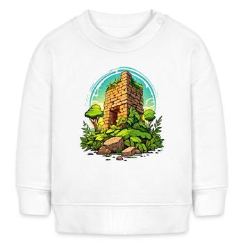 Auf ins Abenteuer – Ruine mit wilder Natur - Baby Organic Sweatshirt Baby Changer von Stanley/Stella - Weiß - Vorne