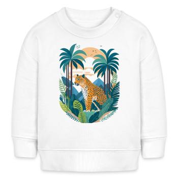 Illustration léopard dans la forêt tropicale - Sweat bébé bio Stanley/Stella - blanc - Devant