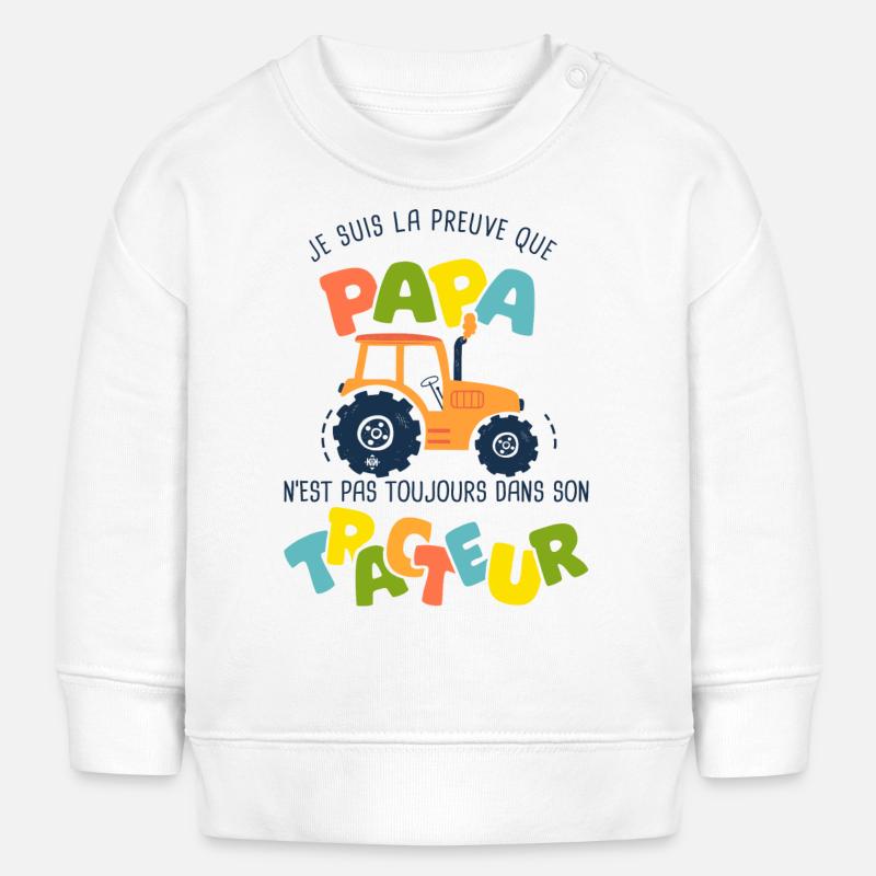 papa tracteur naissance bébé nourrisson - Sweat bébé bio Stanley/Stella - blanc