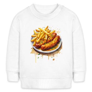 Currywurst mit Pommes - Baby Organic Sweatshirt Baby Changer von Stanley/Stella - Weiß - Vorne