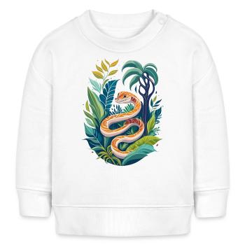 Schlange im Dschungel - Baby Organic Sweatshirt Baby Changer von Stanley/Stella - Weiß - Vorne