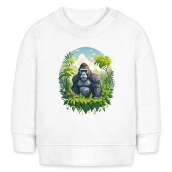 Gorilla im Dschungel - Baby Organic Sweatshirt Baby Changer von Stanley/Stella - Weiß - Vorne