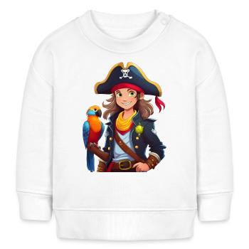Cute Female Pirate with Parrot (Female Pirate) - Baby Sweatshirt by Stanley/Stella - white - Front