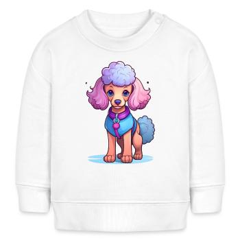 Illustration de caniche en rose et violet - Sweat bébé bio Stanley/Stella - blanc - Devant