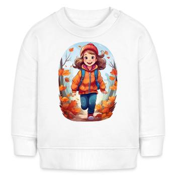 A cheerful child playing forest in autumn - Baby Sweatshirt by Stanley/Stella - white - Front