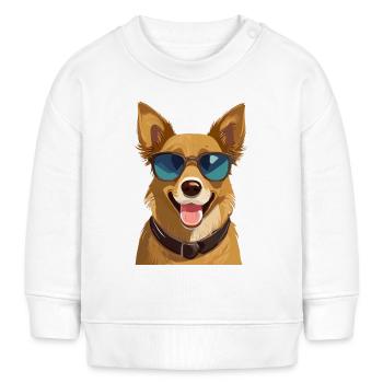 Chien avec des lunettes de soleil - Sweat bébé bio Stanley/Stella - blanc - Devant