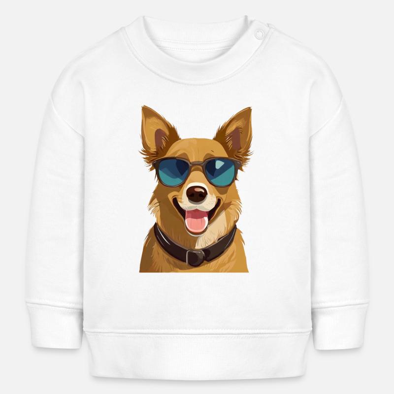 Chien avec des lunettes de soleil - Sweat bébé bio Stanley/Stella - blanc
