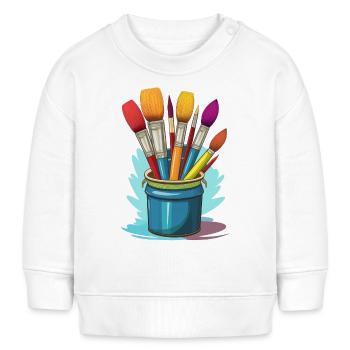 Paints and brushes for artists - Baby Sweatshirt by Stanley/Stella - white - Front