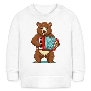 Ein Bär, der Akkordeon spielt - Baby Organic Sweatshirt Baby Changer von Stanley/Stella - Weiß - Vorne