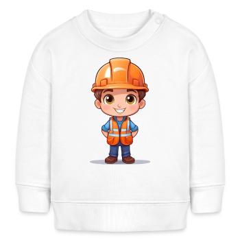 Ouvrier du bâtiment avec casque et gilet de sécurité - Sweat bébé bio Stanley/Stella - blanc - Devant