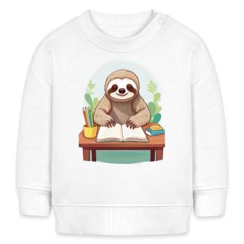 Faultier macht Hausaufgaben - Baby Organic Sweatshirt Baby Changer von Stanley/Stella - Weiß - Vorne
