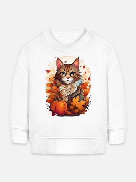 Katze im Herbst - Baby Organic Sweatshirt Baby Changer von Stanley/Stella - Weiß