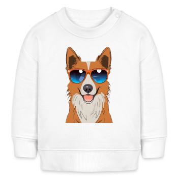 Ein niedlicher Hund mit Sonnenbrille - Baby Organic Sweatshirt Baby Changer von Stanley/Stella - Weiß - Vorne