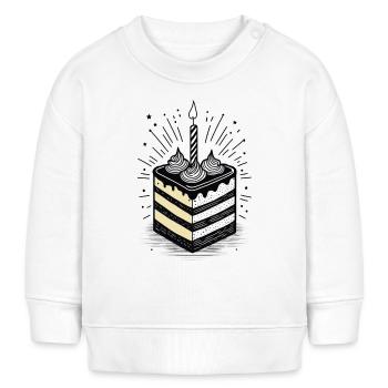 Morceau de gâteau avec une bougie pour l’anniversaire - Sweat bébé bio Stanley/Stella - blanc - Devant