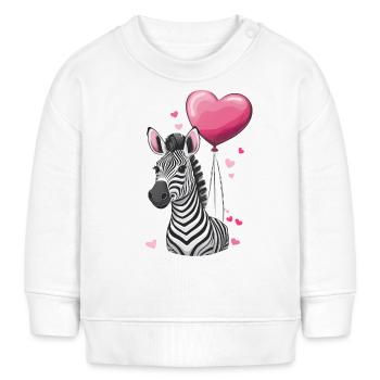 Valentinstag – Niedliches Zebra mit Herzluftballon - Baby Organic Sweatshirt Baby Changer von Stanley/Stella - Weiß - Vorne