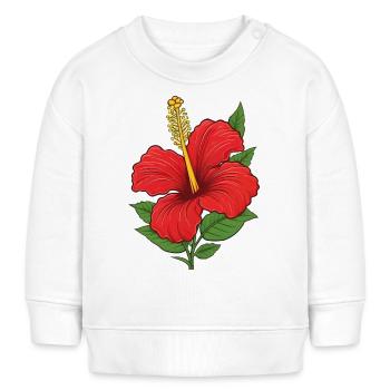 Hibiskus Blüte - Baby Organic Sweatshirt Baby Changer von Stanley/Stella - Weiß - Vorne
