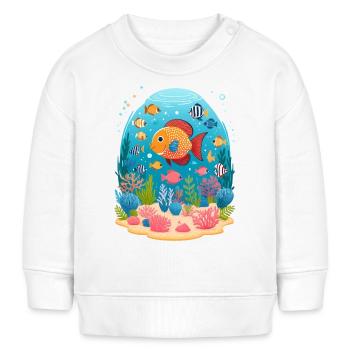 Unterwasserwelt mit Fischen im Meer - Baby Organic Sweatshirt Baby Changer von Stanley/Stella - Weiß - Vorne