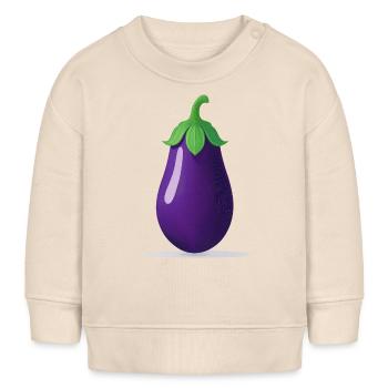 Aubergine - Sweat bébé bio Stanley/Stella - écru doux - Devant