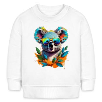 Cooler Koala mit Sonnenbrille - Baby Organic Sweatshirt Baby Changer von Stanley/Stella - Weiß - Vorne