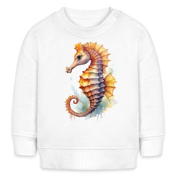 Seepferdchen Aquarell - Baby Organic Sweatshirt Baby Changer von Stanley/Stella - Weiß - Vorne