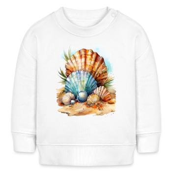 Muscheln im Sand am Strand - Baby Organic Sweatshirt Baby Changer von Stanley/Stella - Weiß - Vorne