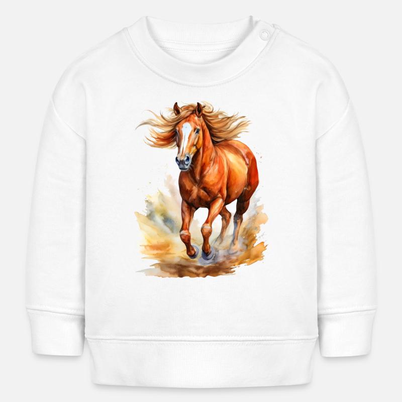 Cheval - Sweat bébé bio Stanley/Stella - blanc