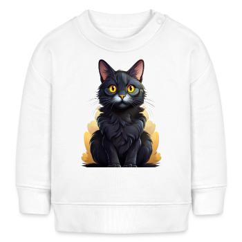 Schwarzer Kater - Baby Organic Sweatshirt Baby Changer von Stanley/Stella - Weiß - Vorne