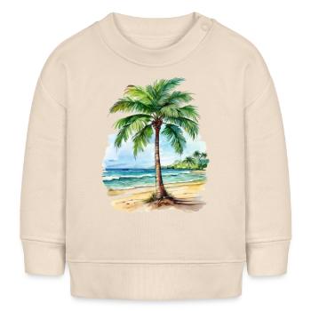 Palmier sur la plage sur une île en vacances - Sweat bébé bio Stanley/Stella - écru doux - Devant