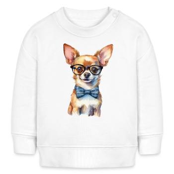 Un chihuahua avec des lunettes et un nœud papillon - Sweat bébé bio Stanley/Stella - blanc - Devant