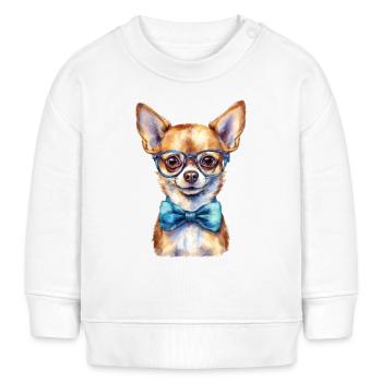 Chihuahua avec lunettes et nœud papillon - Sweat bébé bio Stanley/Stella - blanc - Devant