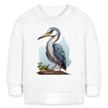 Illustration de héron cendré - Sweat bébé bio Stanley/Stella - blanc - Devant
