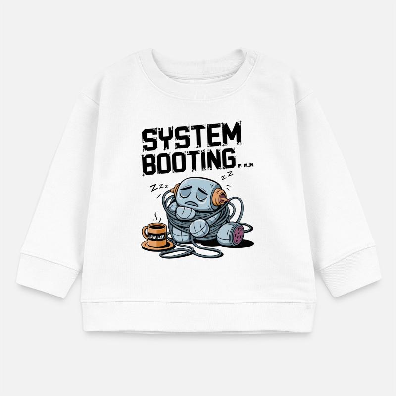 Sleepy Robot Booting avec du café Java.exe - Drôle Sweat bébé bio Stanley/Stella