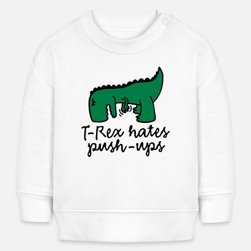 T-Rex déteste push-ups - Sweat bébé bio Stanley/Stella - blanc