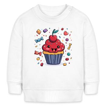 Cupcake kawaï avec confettis - Sweat bébé bio Stanley/Stella - blanc - Devant