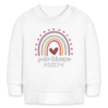 Große Schwester 2027 Regenbogen Mädchen - Baby Organic Sweatshirt Baby Changer von Stanley/Stella - Weiß - Vorne