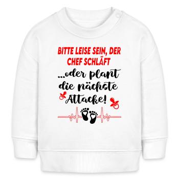 Bitte leise sein, der Chef schläft Babysprüche - Baby Organic Sweatshirt Baby Changer von Stanley/Stella - Weiß - Vorne