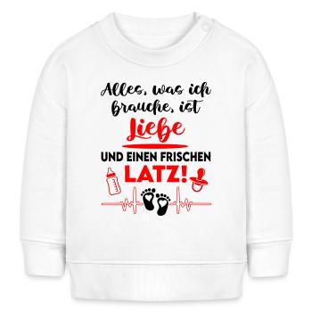 Alles was ich brauche ist Liebe Latz Lätzchen - Baby Organic Sweatshirt Baby Changer von Stanley/Stella - Weiß - Vorne